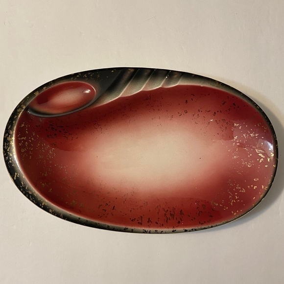 Vintage Other - 𝅺OVAL Ashtray pink and black ombré gold speck mid century​​​​​
